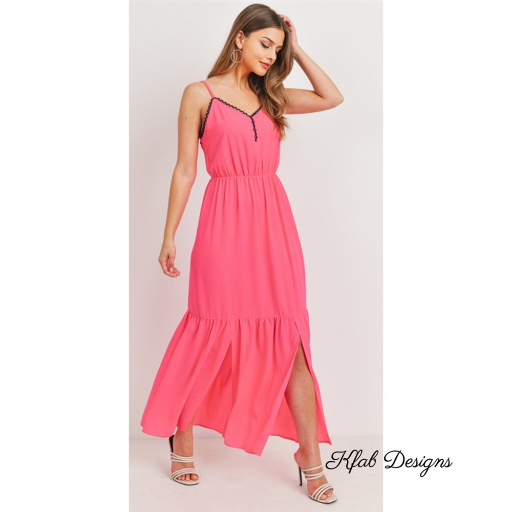 ❤️LAST Lace Trim Sweetheart Neck Tiered Maxi Dress - Picture 6 of 6